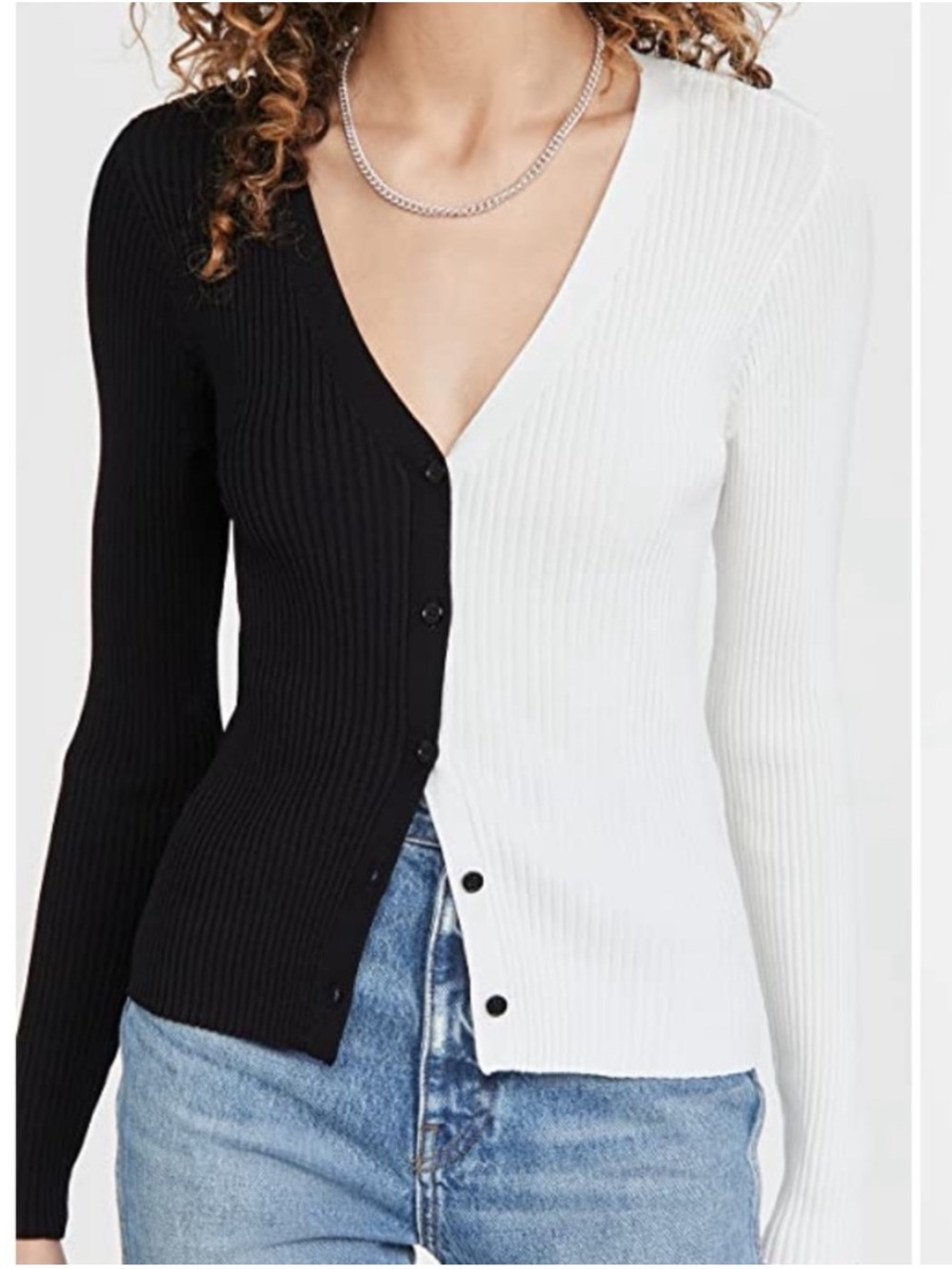 Staud Cargo Contrast Black and White Cardigan - Small